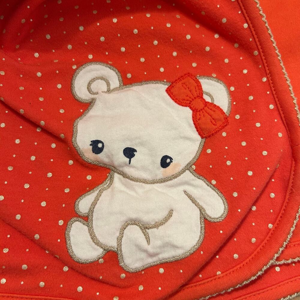 Gymboree BEAR -Y New 2014 Baby Security Blanket Reversible Coral Dots Cotton - Picture 2 of 6